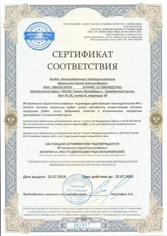 Реестр добросовестных исполнителей в Костромы